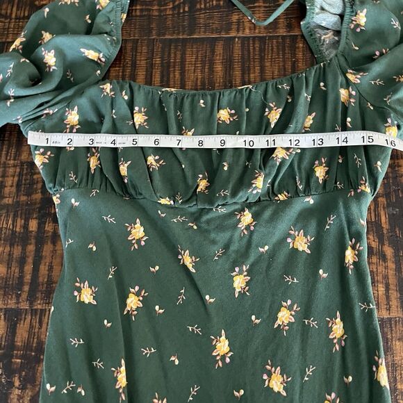 Fourteenth Place Benji Floral Midi Dress in Hunter Floral Green Large 208 - Picture 7 of 9